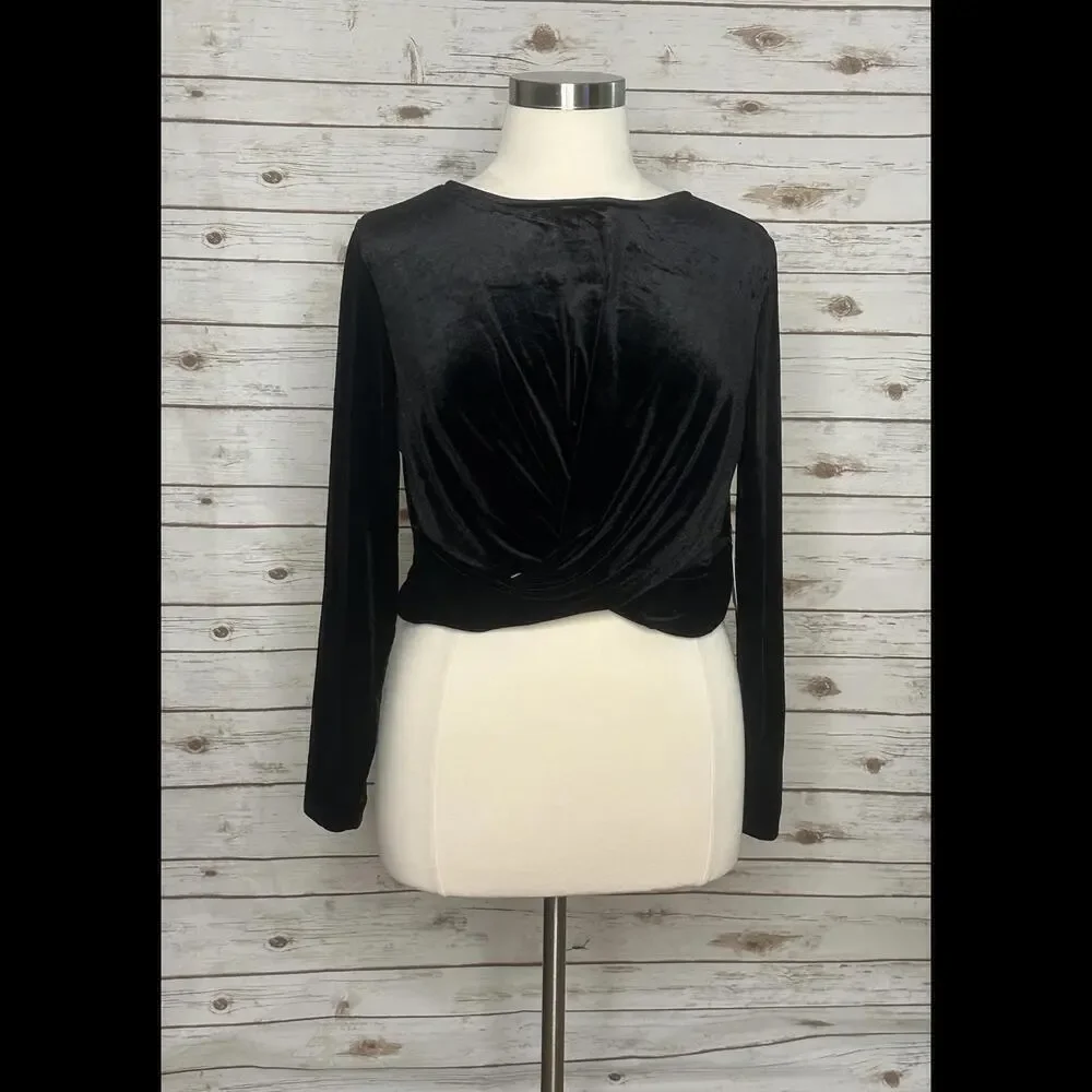 Eloquii Elements whimisigoth witch black velvet twisted crop top Size 20 - Picture 1 of 8